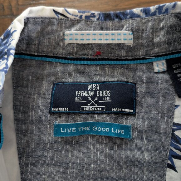 Pineapple short sleeve button down shirt blue size medium - Picture 8 of 15